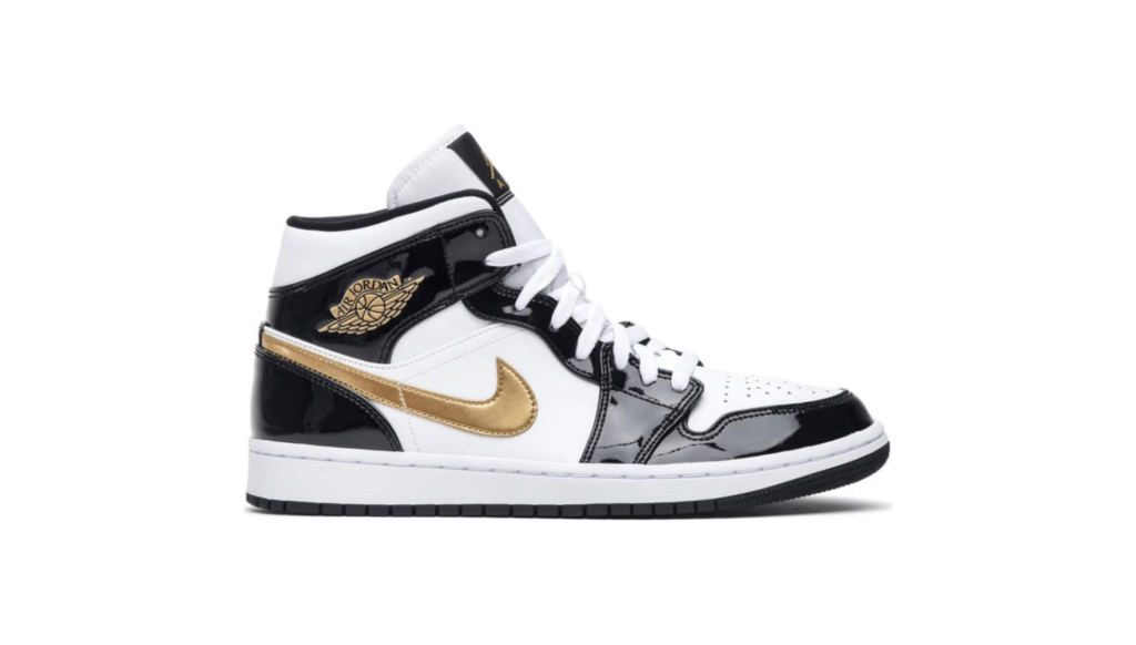 Air Jordan 1 mid Black White Gold2